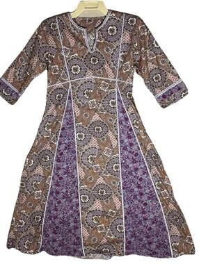 Vintage Boho Hippie 70’s Patchwork Paisley Dress moon goddess Festival Size S/M